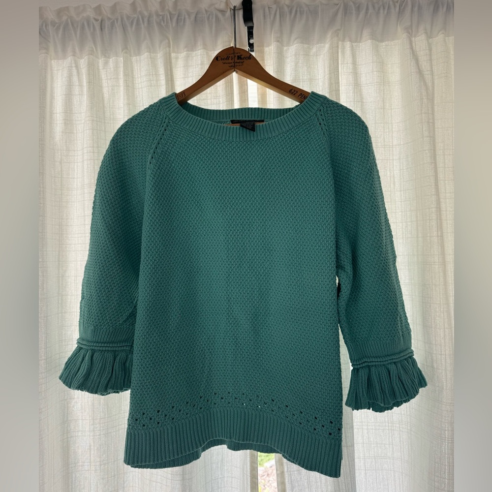 Preswick & Moore Teal Sweater with Ruffle Detail